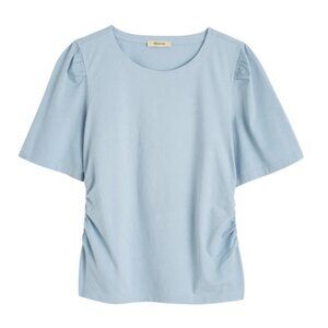 ❄️Madewell Blue Side-Cinch Puff-Sleeve Tee Size Small